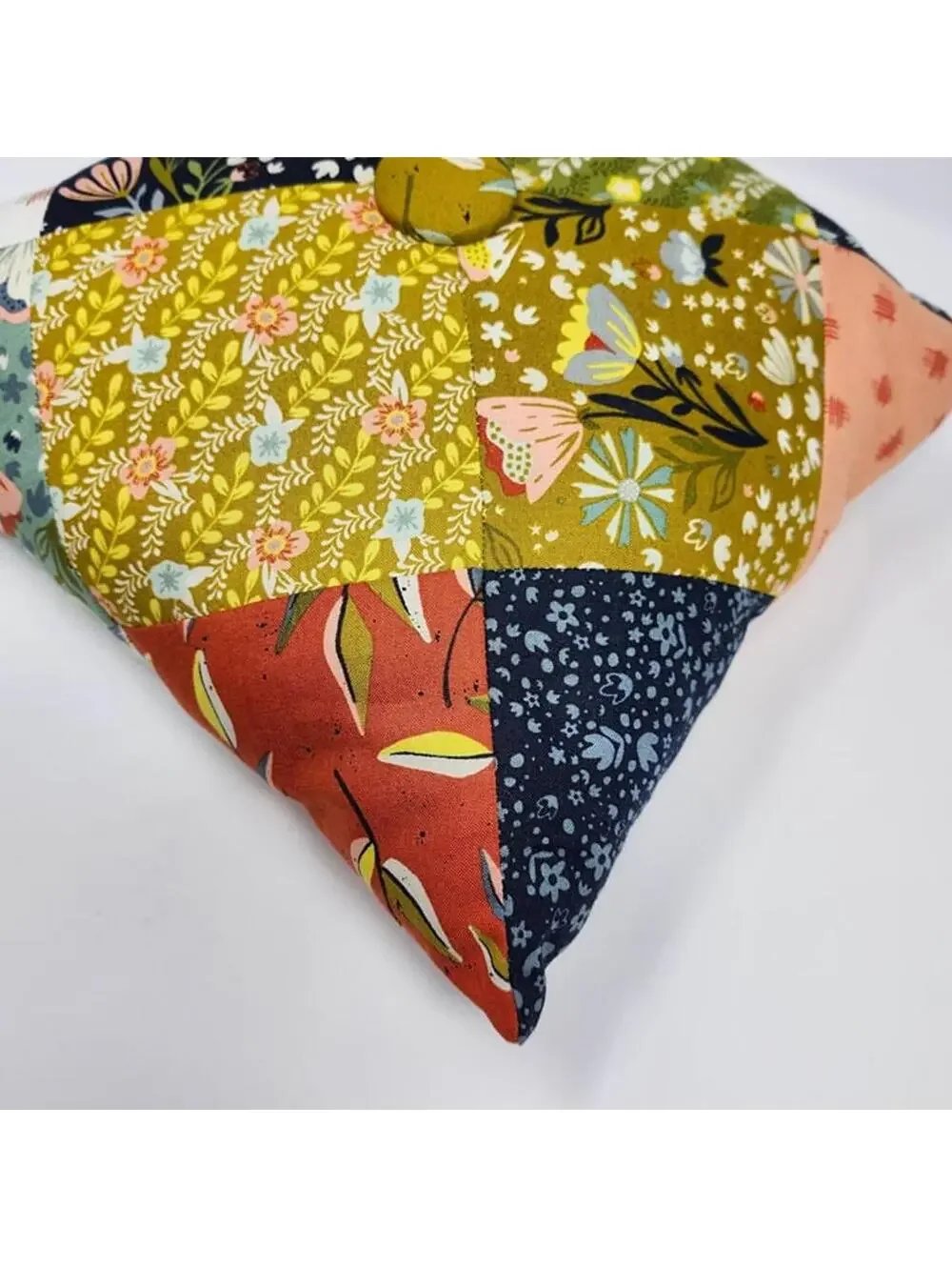 Handmade Patchwork Throw Pillow 12x12 Cottage Floral Accent